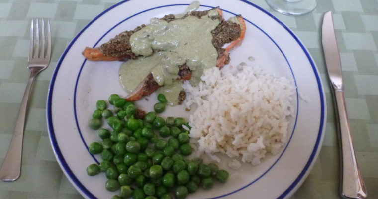 Pecan Crusted Salmon with Sorrel Sauce