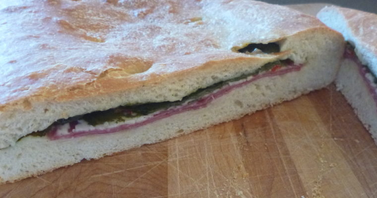 Asiago and Salami Stuffed Focaccia