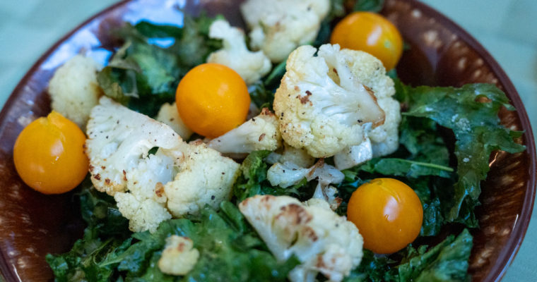 Crispy Kale and Roasted Cauliflower Salad